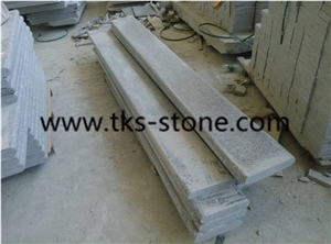 China G603 Sesame White Granite Stairs & Steps with One Long Edge Flamed,Flamed G603 Grey Granite Steps Risers,Fargo G603 Grey Granite Flamed Stair Treads,Rough Flamed Staircase