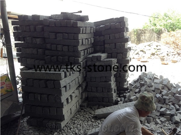 China G654 Black Granite Pineappled Palisades & Cube Stone & Cobblestone