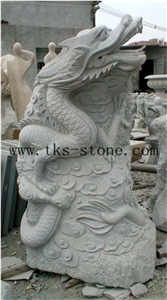 China Green Granite Dragon Sculptures/Mascot Carving/Animal Sculptures