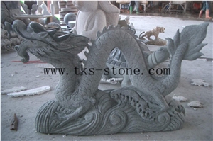 China Green Granite Dragon Sculptures/Mascot Carving/Animal Sculptures