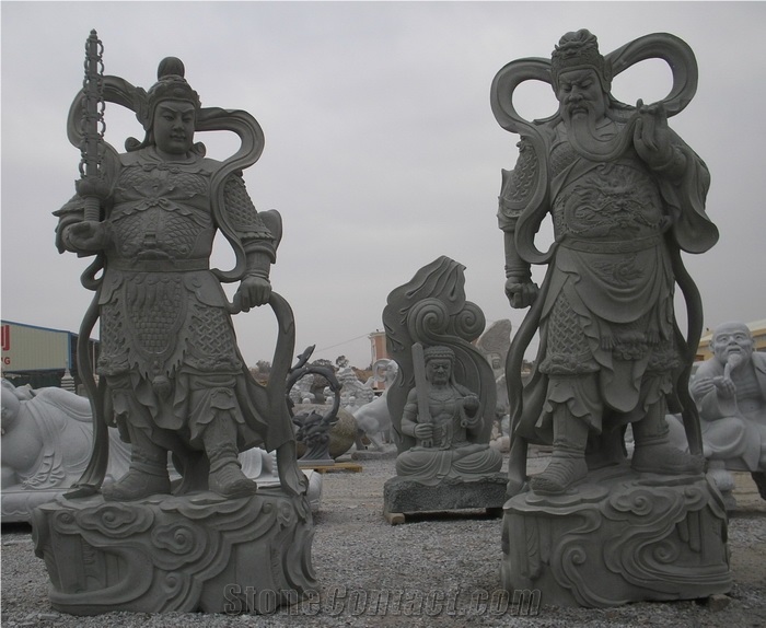 China Green Granite Orientalism Sculpture/The East Civilization/ Pilgrimage to the West/ Guandi - Sword/Journey to the West/Historical Figures