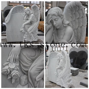 China Grey Granite Angel Monument & Tombstone, Flower Western Style Tombstones