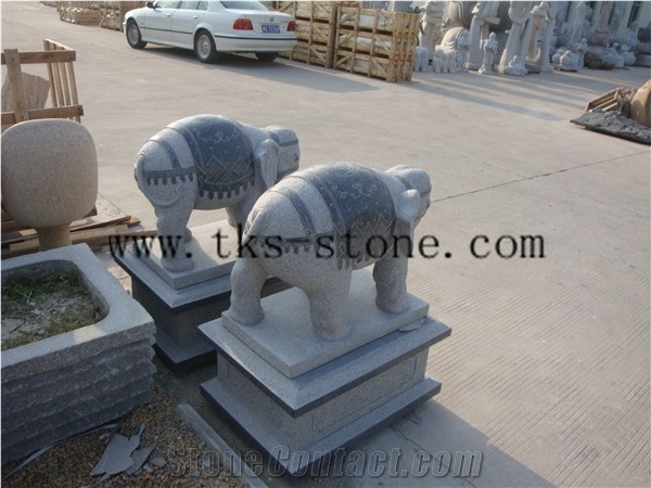 China Grey Granite Calf Elephant/Animal Sculptures/Elephant Maximus/Elephant/