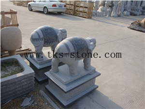 China Grey Granite Calf Elephant/Animal Sculptures/Elephant Maximus/Elephant/