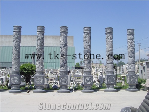 China Grey Granite Column & Pillar / Animal Post/Ancient Architecture