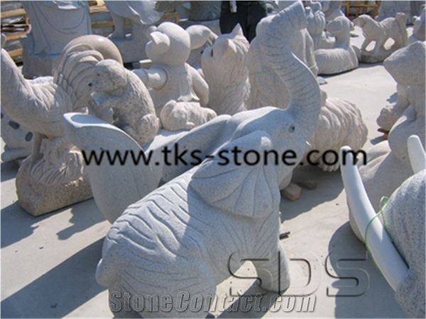 China Grey Granite Elephant Sculptures & Statues,China Natural Stone Carving,Grey Granite Statues,Animal Sculptures, Garden Sculptures,Statues