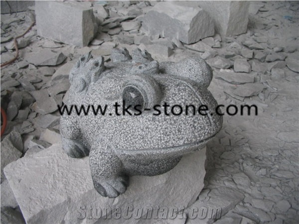 China Grey Granite Frog Sculptures & Statues,Grey Granite Sculptures,Animal Sculptures,Frog Cavings