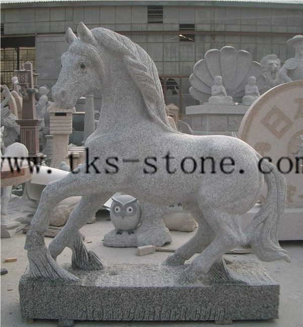 China Grey Granite Sculpture & Statue-Steed/Animal Sculptures/Horse Sculpturse/Carving in Granite/Chinese Carving/Carving Art