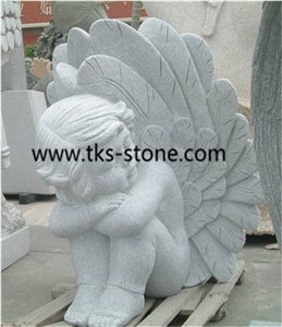 China Grey Granite Sculptures&Statues-Children Caving Statues&Sculptures,Angel Sculptures/Western Statues/Human Sculptures,Children Angle Sculpture,