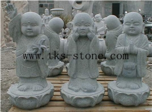 China Grey Granite Statues & Sculptures/Monk Sculpture/Buddhist/