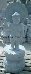 China Grey Granite Statues & Sculptures/Monk Sculpture/Buddhist/
