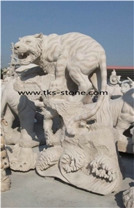 China Grey Granite Tiger Animal Sculptures,Statues,Handcarved Sculptures,Western Animal Sculpture & Statue,Tiger Caving