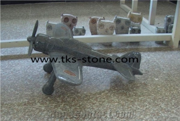 China Grey Marble Plane Hand Works,Aircraft,Plane Sculpture,Plane Art Work& Hand Works,Aircraft Handicraft Caving