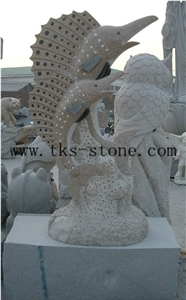 China Multicolor Granite Animal Sculptures/Fish Carving/Sea Horse/Odobenus Rosmarus