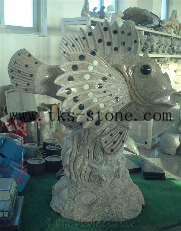 China Multicolor Granite Animal Sculptures/Fish Carving/Sea Horse/Odobenus Rosmarus