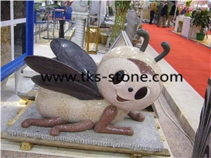 China Multicolor Granite Bee Sculpture, Honeybee,Animal Sculptures,Granite Caving Statues,Garden Sculptures