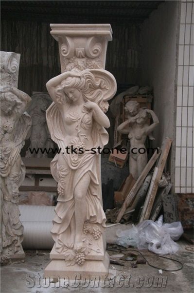 China Multicolor Granite Sculpture & Statue-Pouring Women Sculpture,Brown Marble Stone Winged Angel Sculptures,Carving Beige Marble Western Angels,Western Angel Statue,Stone Carved Marble Angel Statue