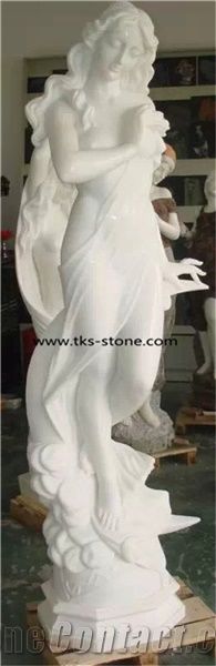China Multicolor Marble Sculpture & Statue-Women Stone Sculpture,Western Figure Statue,Yellow Marble Sculpture,White Marble Women Sculpture,Yellow Marble Handcarved Sculpture Western Women with Flower