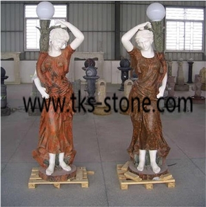 China Multicolor Marble Women Sculpture,Colorful Marble Sculpture,Western Women with Flower,Dressing Women,Caving Statues,Statues