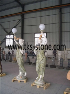 China Multicolor Marble Women Sculpture,Colorful Marble Sculpture,Western Women with Flower,Dressing Women,Caving Statues,Statues