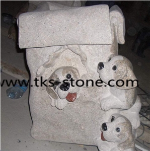 China Natural Stone Dog Sculpture,Beige Granite Animal Sculptures,Garden Sculptures,Dog Sculptures&Statues