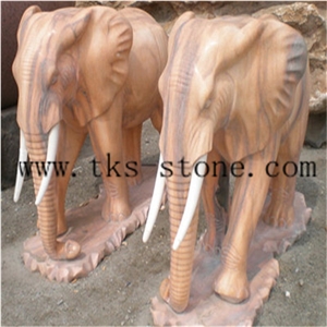 China Red Granite Elephant Sculptures in Marble/Elephant Maximus/Handicraft Works