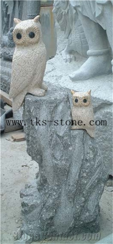 China White Granite a Bird Of Minerva/Night Owl/Owl/Handicraft Works/Chinese Carving