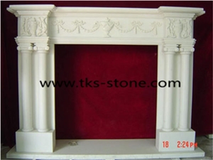 China White Granite Carved Fireplace,Fireplace in Rosa Portogallo