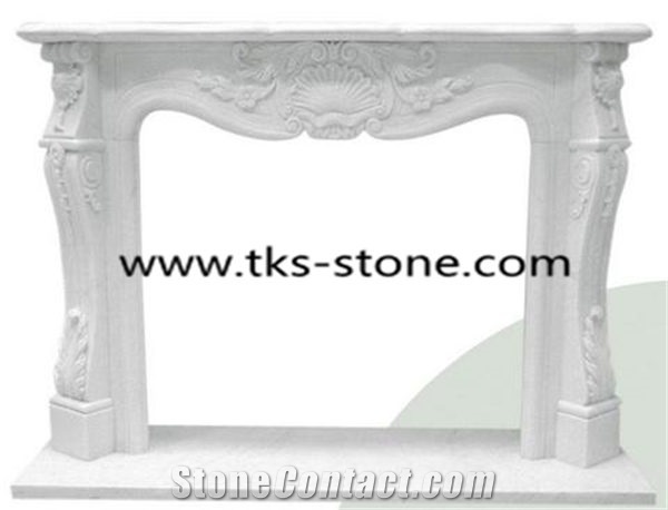 China White Granite Carved Fireplace,Fireplace in Rosa Portogallo