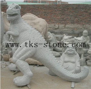 China White Granite Dinosaur/Tyrannosaurus/ Extinction/Zodiac Signs/Animal Sculpture