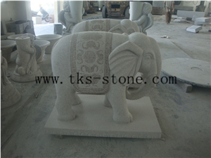 China White Granite Elephant Maximus/Elephant/Mascot/Chinese Carving