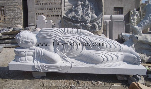 China White Granite Reclining Buddha/Huge Buddha Sculptures/Beita