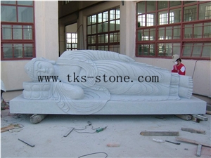 China White Granite Reclining Buddha/Huge Buddha Sculptures/Beita