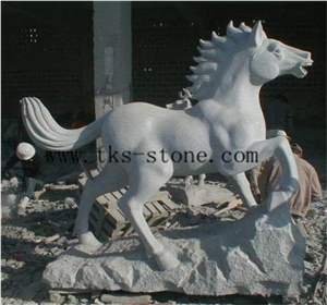 China White Granite Sculpture & Statue-Steed/Pegasus/Horse Sculpturse/Animal Sculptures/Carving in Granite/Chinese Carving/Carving Art