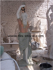 China White Granite Woman Sculpture & Statue-Natural Marble Sculpture,Western Women Sculpture, White Marble Sculpture, Colorful Marble Sculpture,Han White Marble Western God, Angel