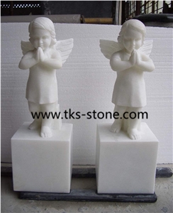 China White Marble Children Angle Sculpture, Angel Sculptures & Statues,White Marble Human Sculptures,Statues, Western Statues