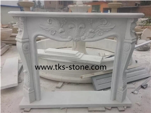 China White Marble Fireplace Surround Mantel,Hand Carved Marble Fireplace,New Design / Western / European Customized Figure