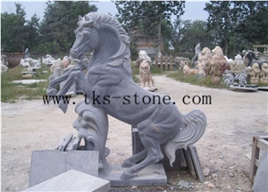 China White Marble Sculpture & Statue-Horse Sculpturse/Marblecarving/Knight/Carving Art/Works Of Art