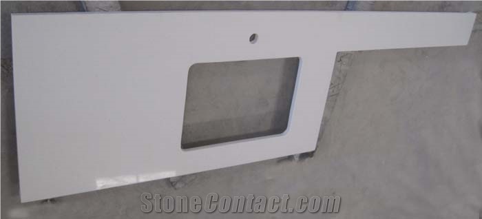 China White Quartz Stone Kitchen Countertops, Solid Surface Kitchen Tops
