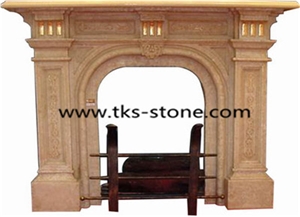 China Yellow Granite Fireplace,Western Style Fireplace,Fireplace Surround,Fireplace Mantel