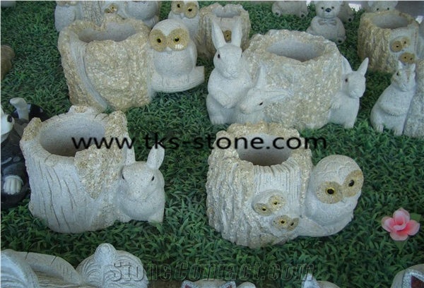 China Yellow Granite Pencil Vase, Art Works,Carving Crafts & Handicraft ,Hand Works