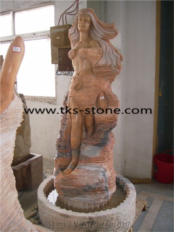 Cloudy Rosa Red Marble Sculptures,White Marble Religious Sculpture,Western Statues,Handcarved Sculptures