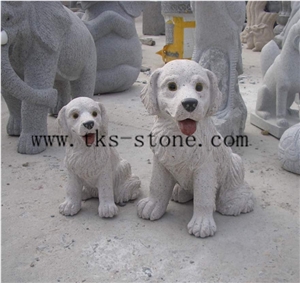 Dog Animal Sculpture,Grey Granite Animal Carving,Handcarved Sculpture