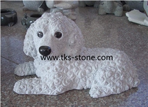 Dog Granite Sculptures & Statues,White Granite Dog Sculpture,Animal Sculptures,Western Statues,Natural Stone Dog Handcarved Sculptures