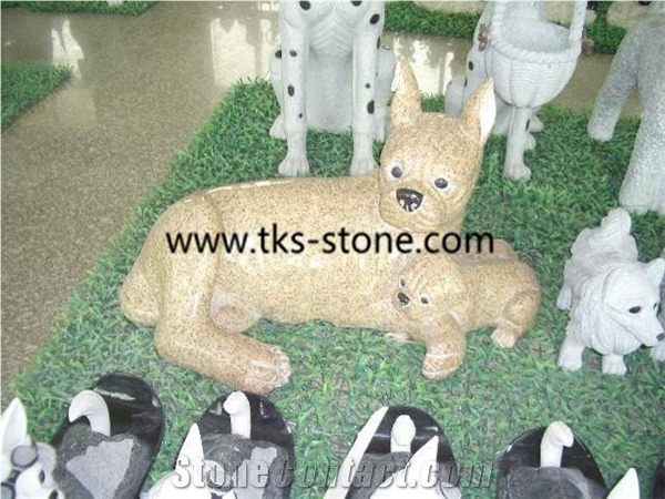 Dog Sculpture, Yellow Granite Sculptures&Statues,Animal Sculptures,Garden Sculptures, Handcarved Sculptures Dog Sculptures&Statues