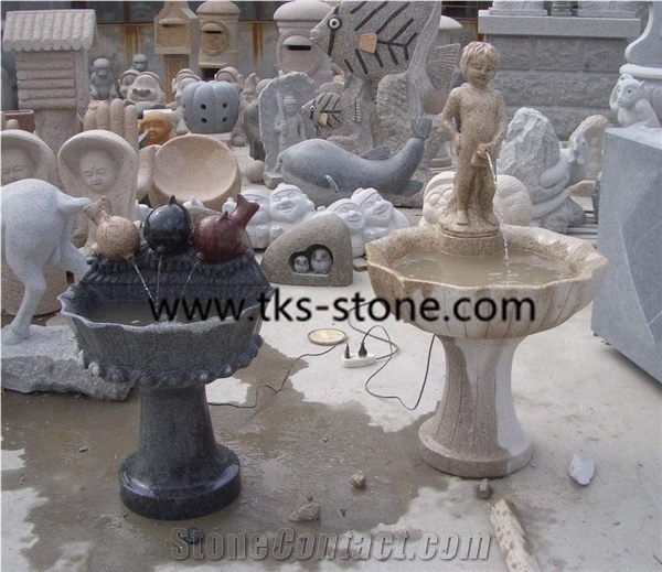 Dolphin Style Fountain, Natural Stone Garden Fountain ,Fountains, Sculpture Grey Granite Garden Fountains