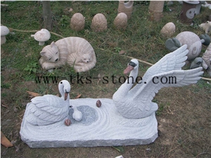 Duck Carving/Goose Animal Granite Sculptures, White Granite Sculpture & Statue