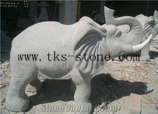 Elephant Maximus/Elephant/Mascot/Carving in Granite, White Granite Sculpture & Statue