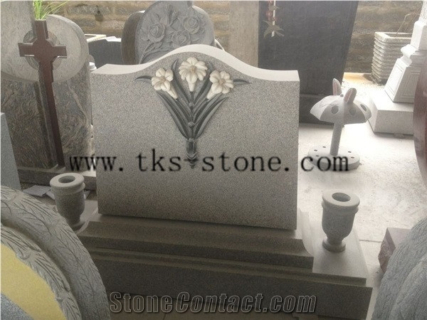 Flower Western Style Monument & Tombstone, G603 Granite Tombstone,
