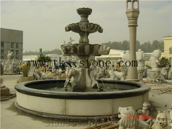 Fountain Sculpture/Cultural Landscape/Fortune, Grey Granite Sculpture & Statue